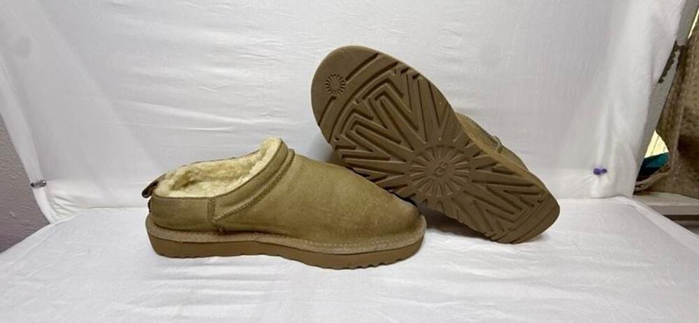 UGG Classic Micro Slippers Men Size 9 Chestnut Suede Sheepskin Mules Slip On